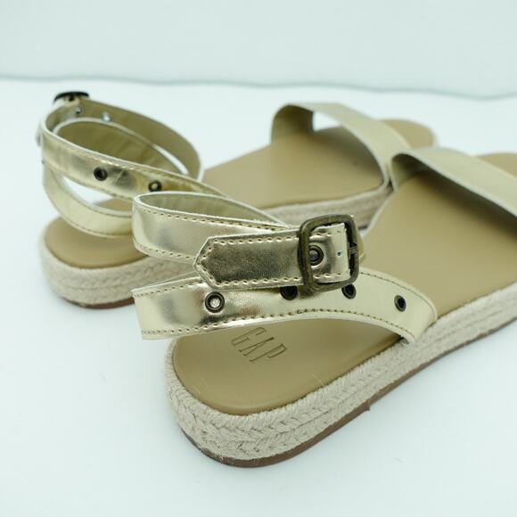 GAP Metallic Gold Platform Strappy Espadrille Comfort Sandals - Size 8.5 - Picture 7 of 9